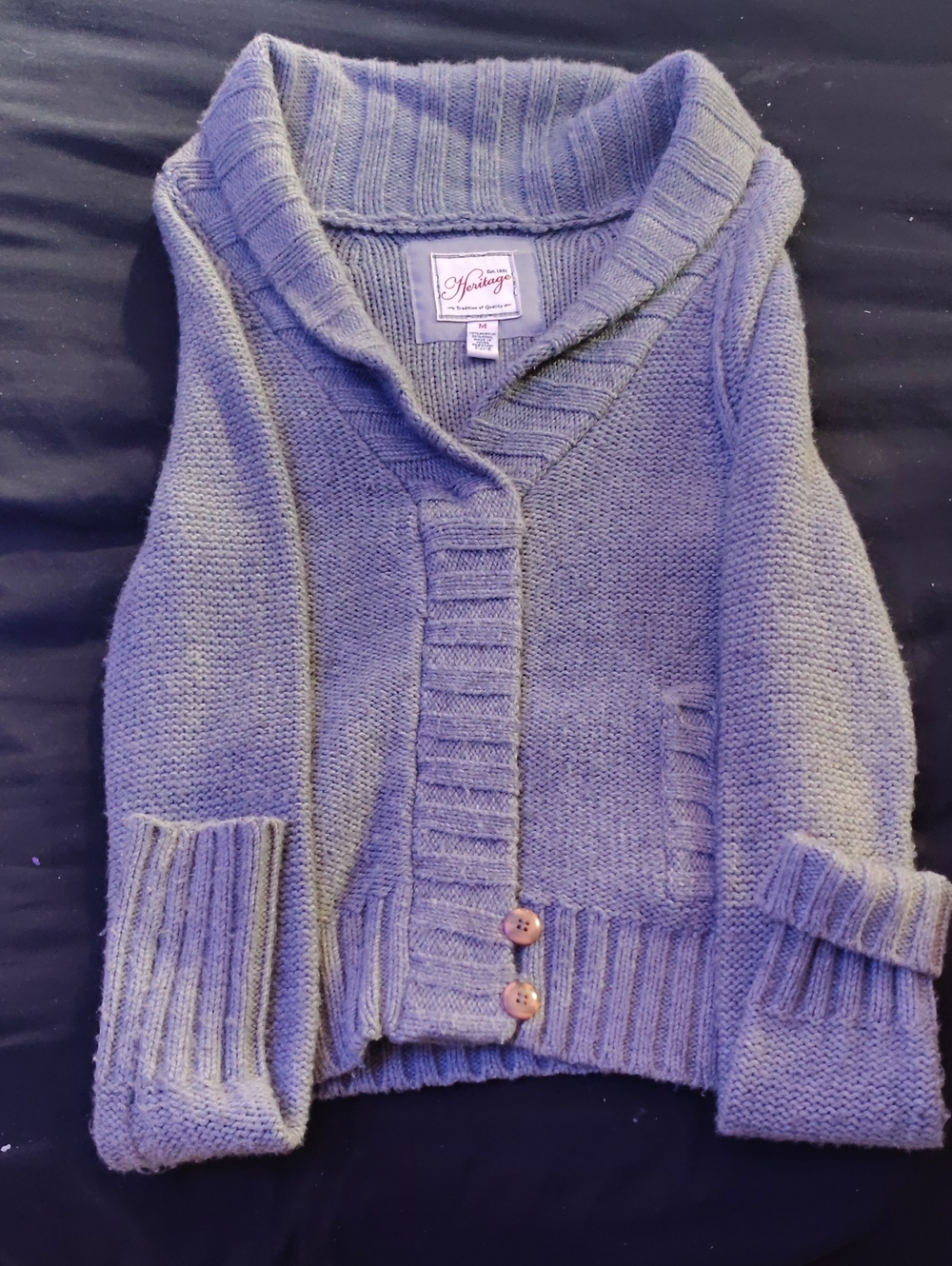 Heritage Lavender Shawl Collar Chunky Cardigan